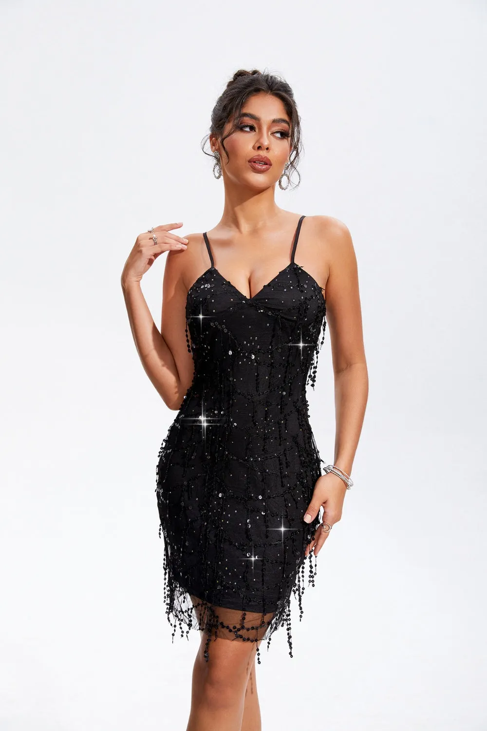 Sequin Black Cami Cocktail Dress