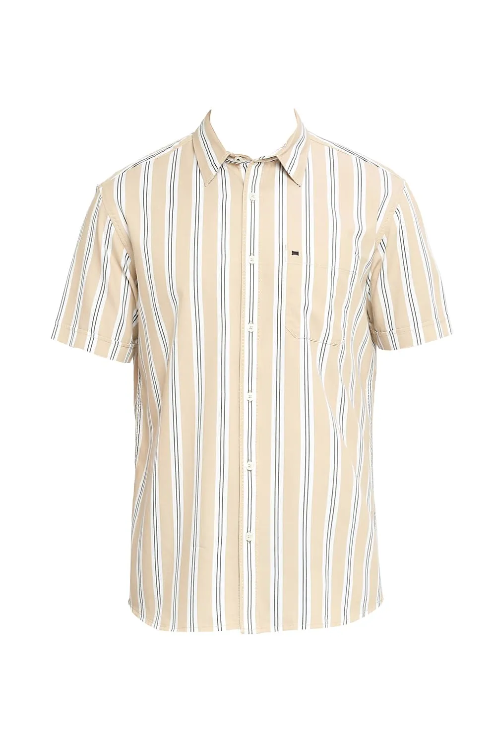 Slim Fit Cotton Twill Stripes Halfsleeves Shirt