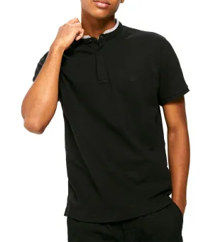 Slim Mandarin Polo Shirt Black