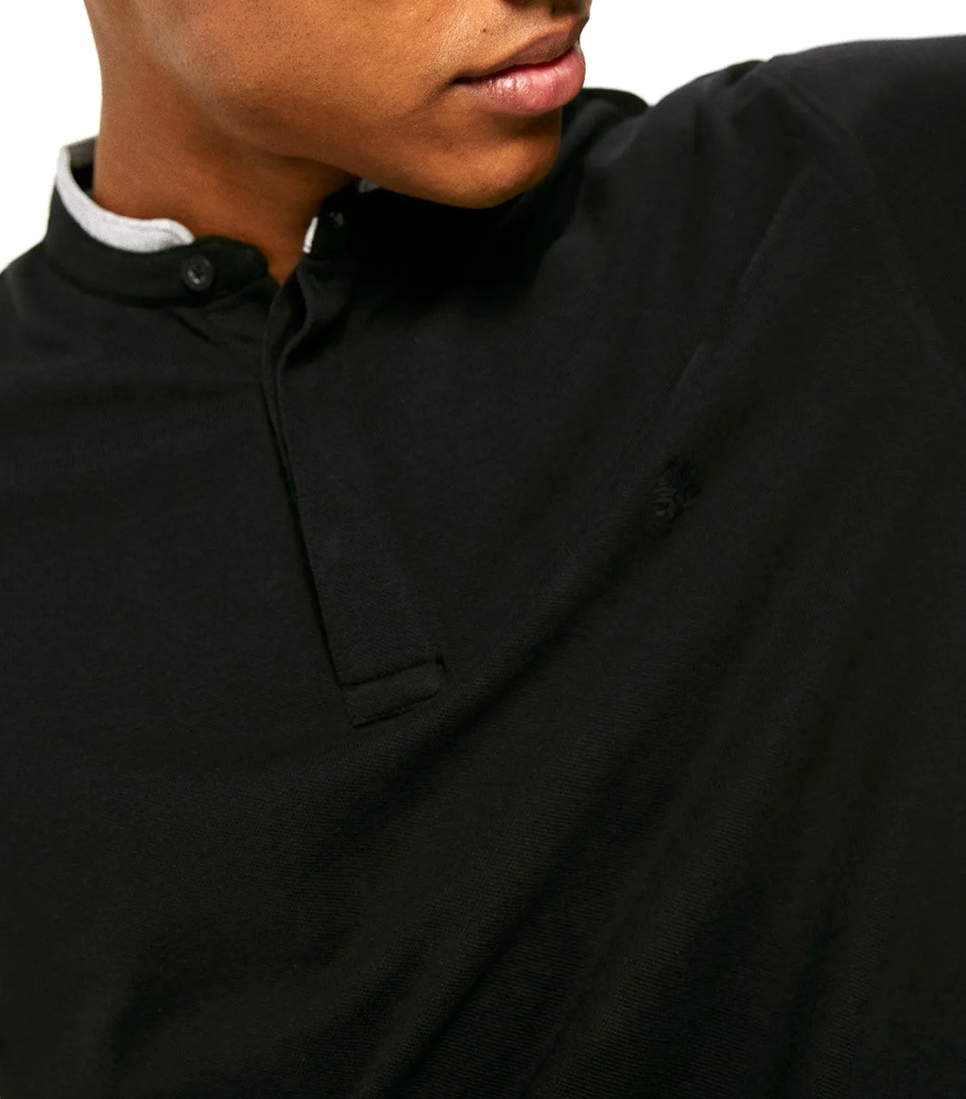 Slim Mandarin Polo Shirt Black