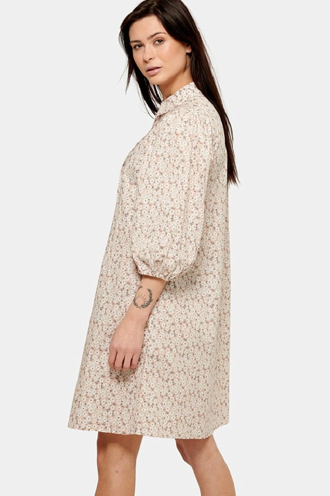 Sofie Shirt Dress - Beige Floral