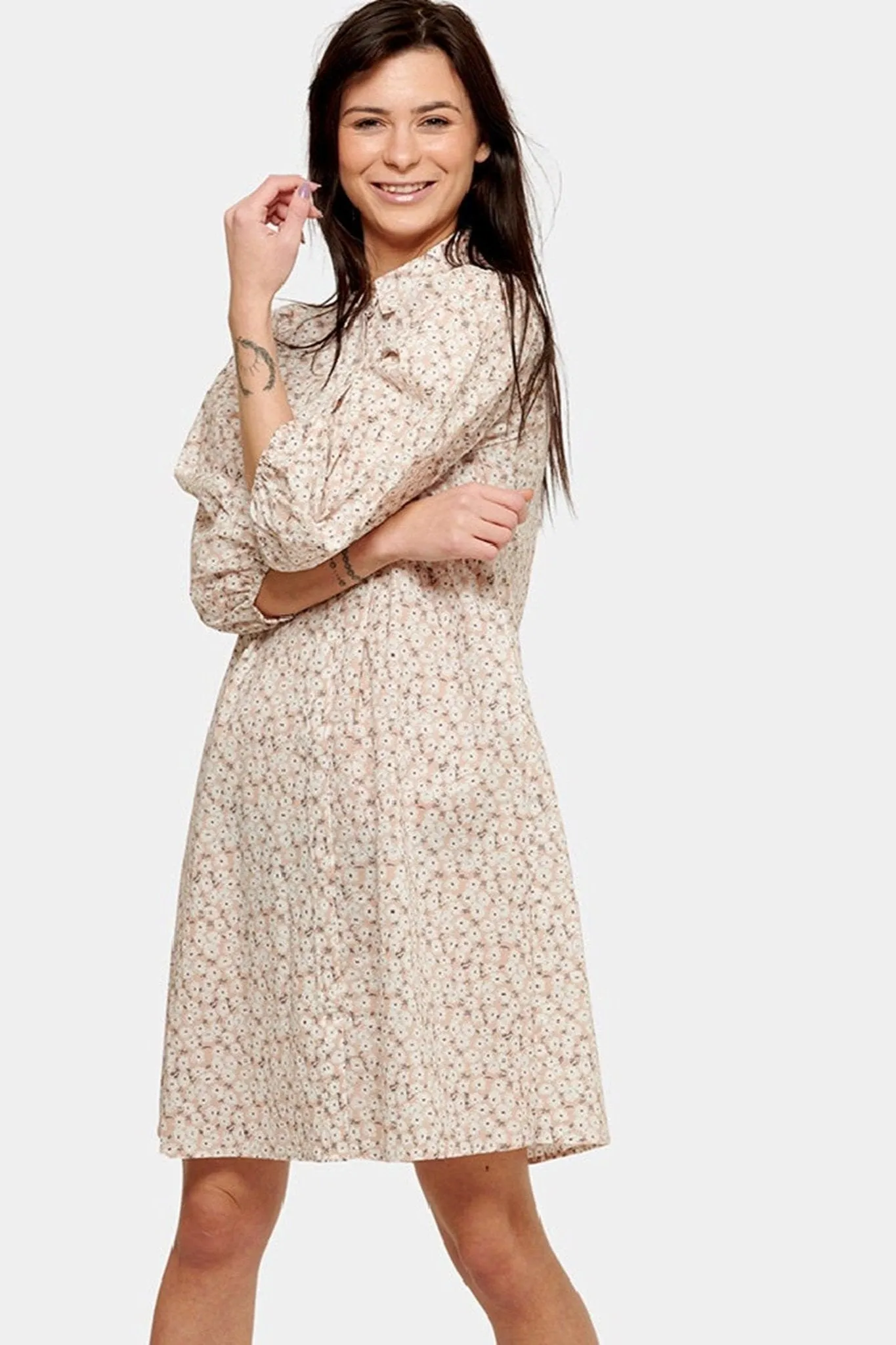 Sofie Shirt Dress - Beige Floral