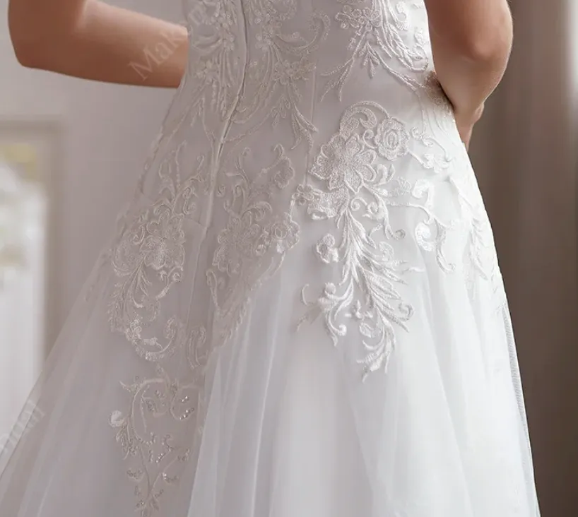 Soft Tulle A-Line Wedding Dress  Illusion Neckline And Sheer Back