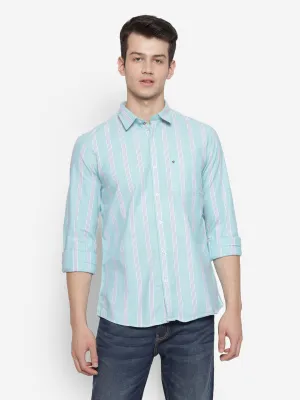 Stiped Blue Slim Fit Casual Shirt For Men