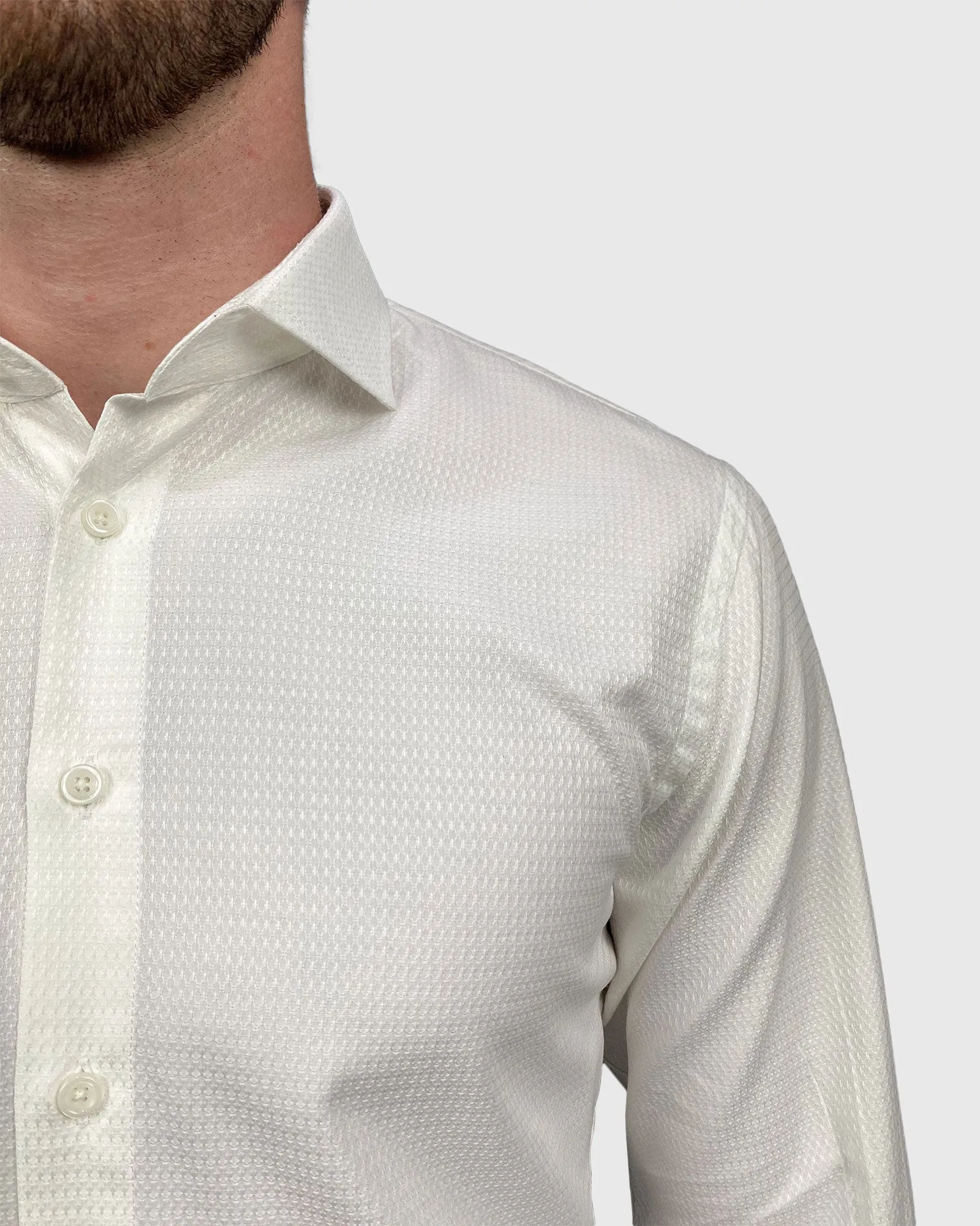 VINCENT & FRANKS S19AV81534 WHITE CREPE SLIM SC SHIRT