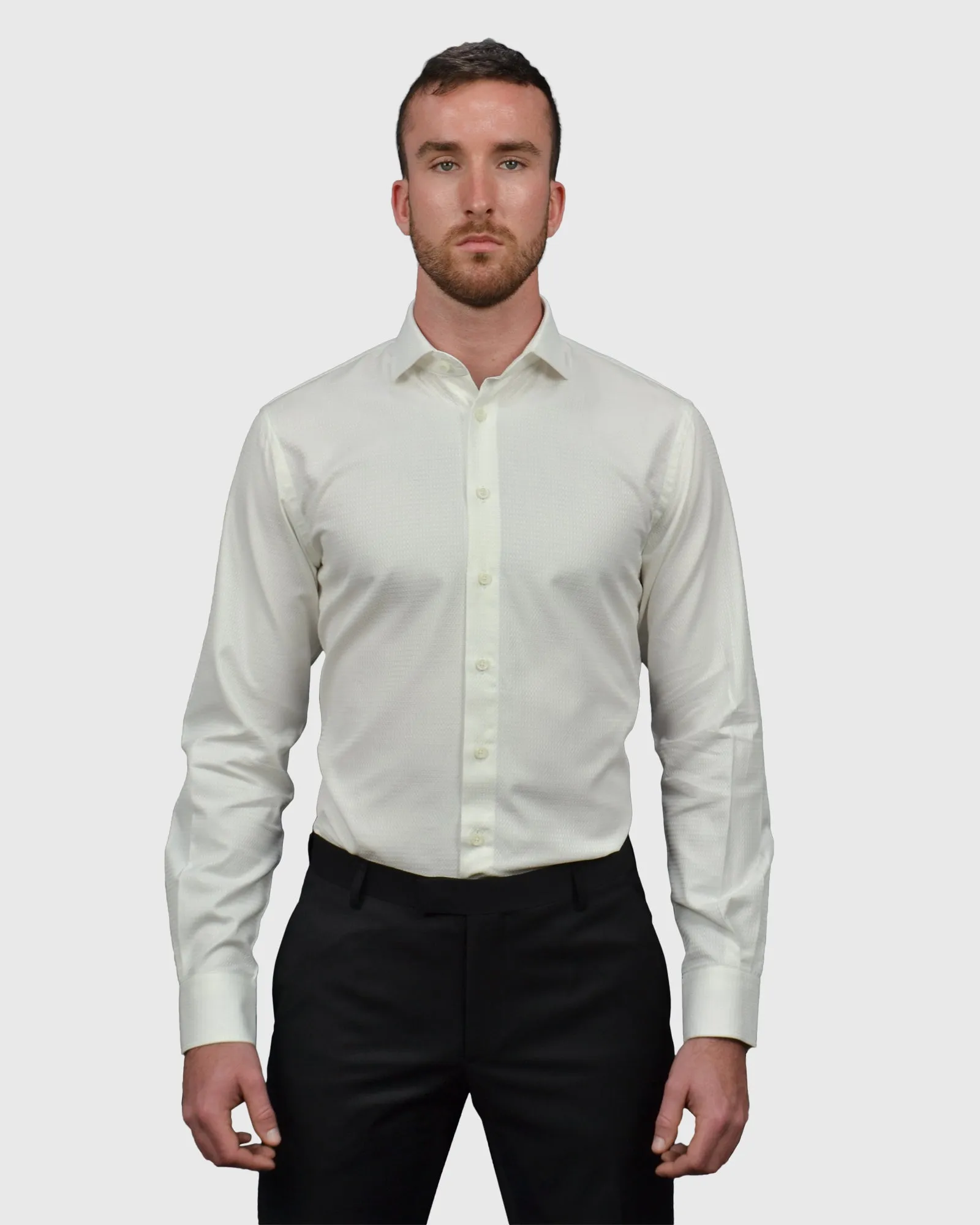 VINCENT & FRANKS S19AV81534 WHITE CREPE SLIM SC SHIRT