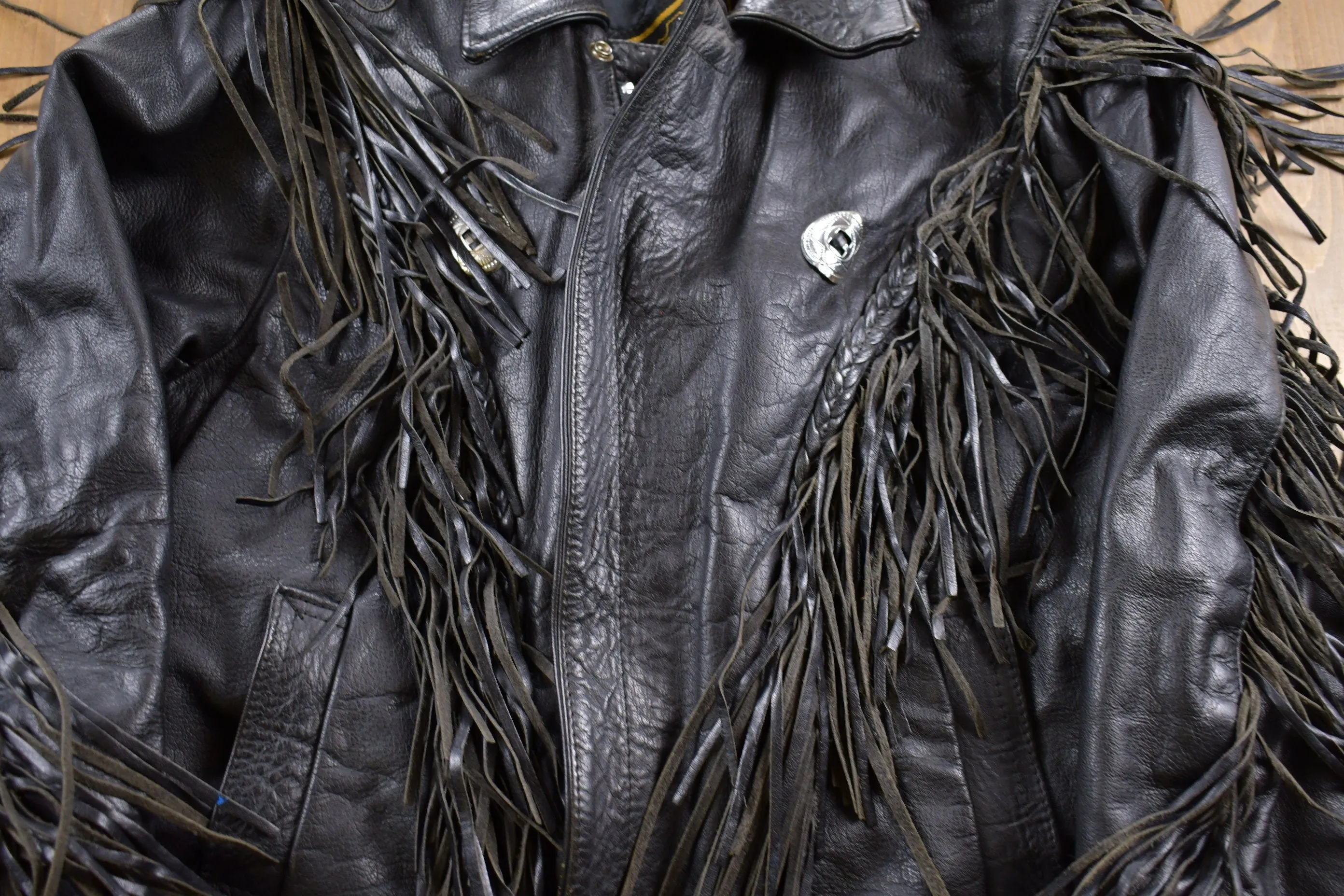 Vintage 1990s Unik Fringe Leather Jacket