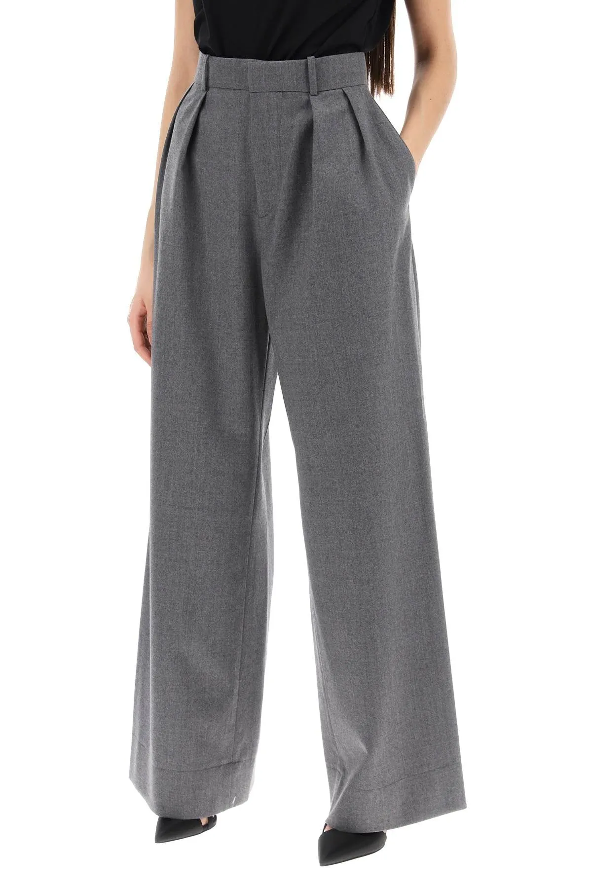 Wardrobe.Nyc wide leg flannel trousers for men or