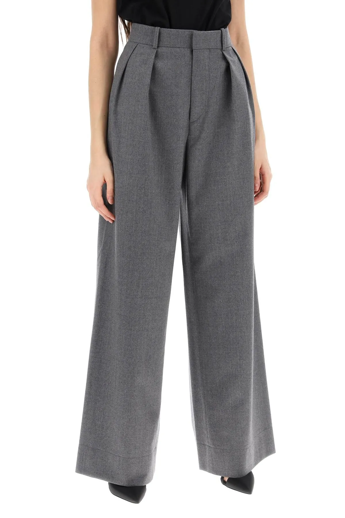 Wardrobe.Nyc wide leg flannel trousers for men or