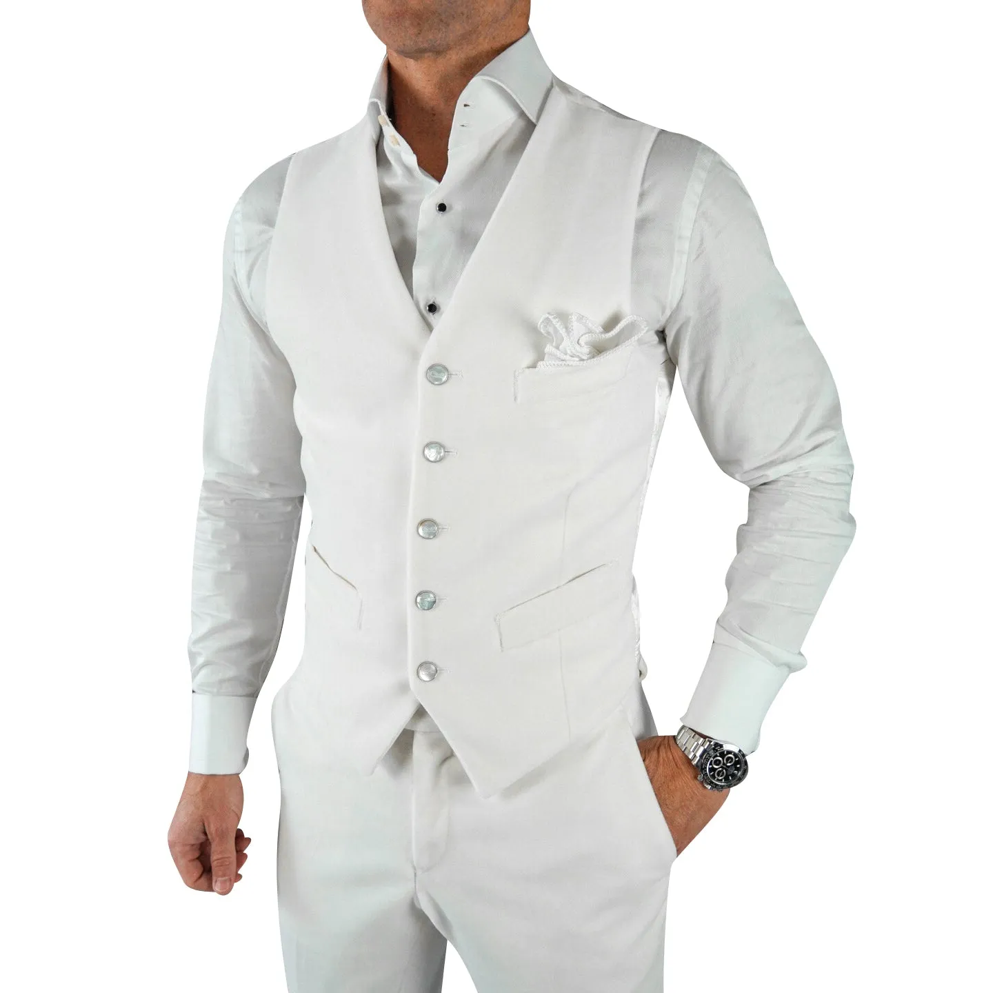 White Velvet Ciottoli Waistcoat