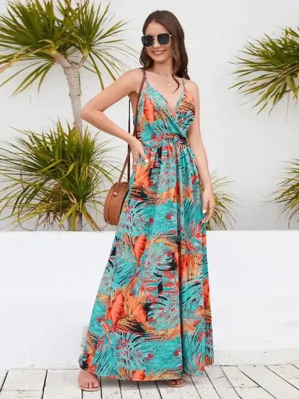 Women’s Floral-print Jacquard Fit & Flare Maxi Dress