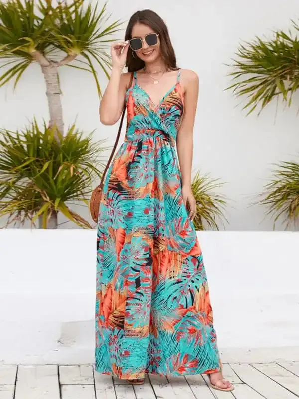 Women’s Floral-print Jacquard Fit & Flare Maxi Dress