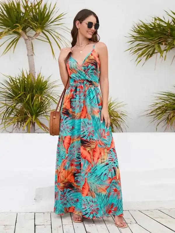 Women’s Floral-print Jacquard Fit & Flare Maxi Dress