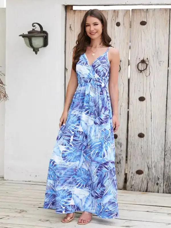 Women’s Floral-print Jacquard Fit & Flare Maxi Dress