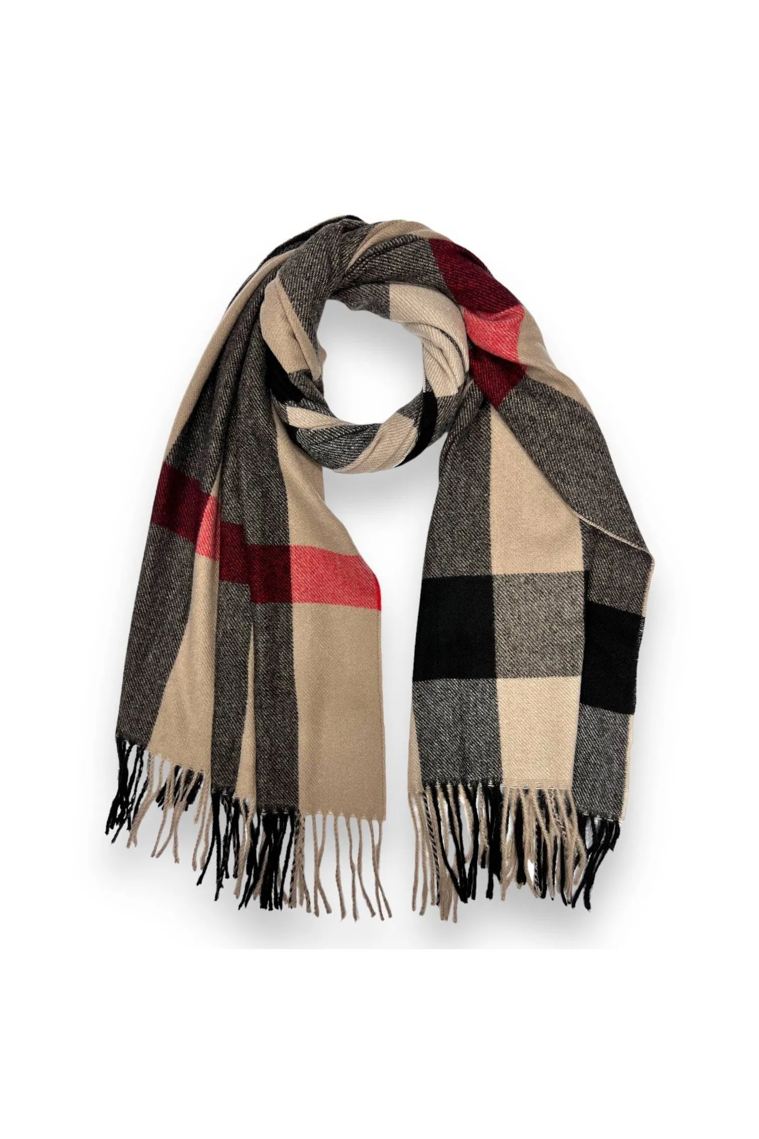 Wool Blend Check Scarves