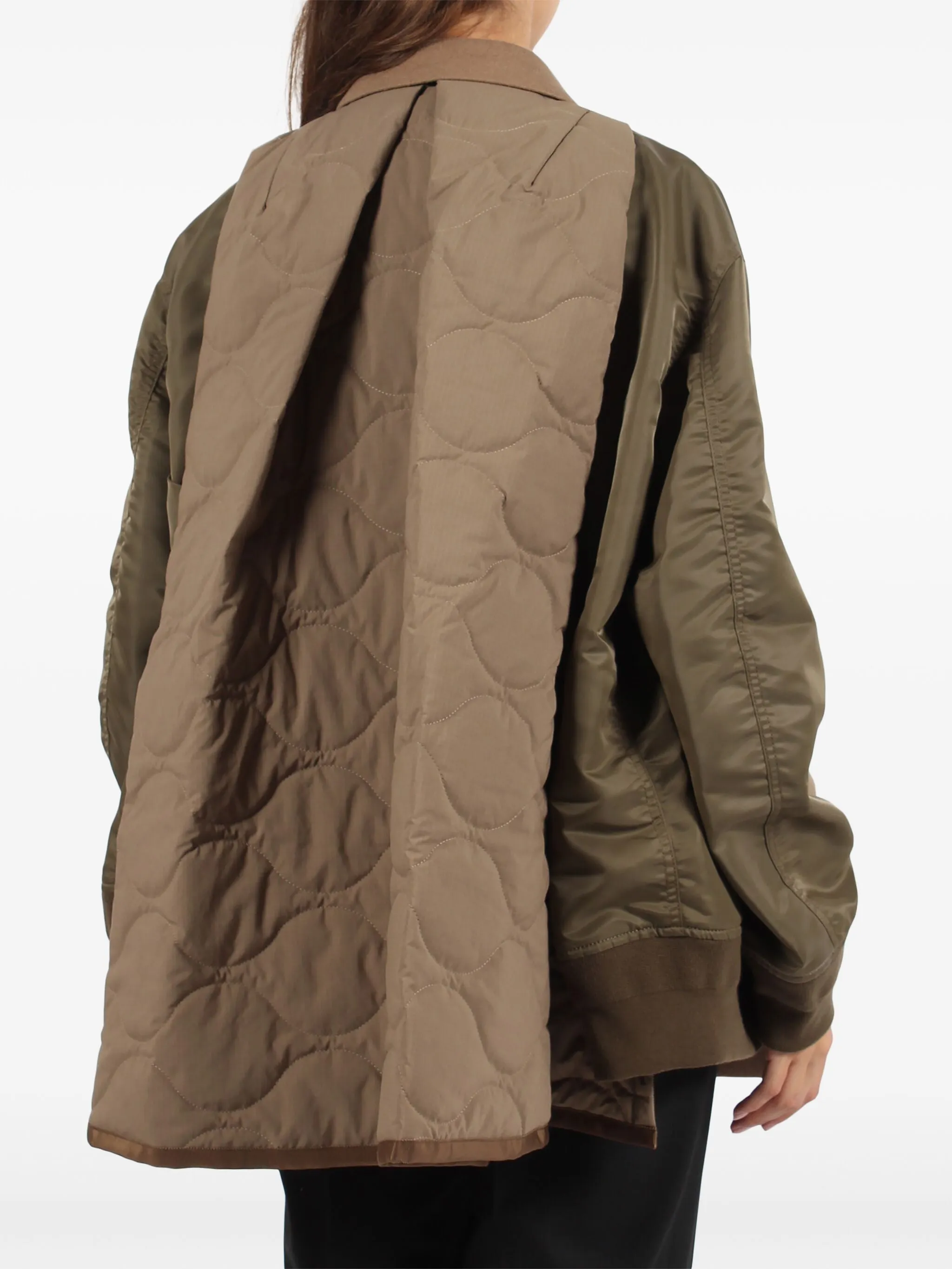 Wool Melton X Nylon Twill Quilted Coat