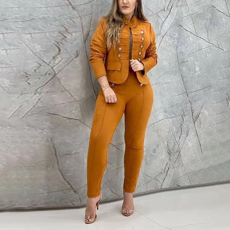 Work Wear Two Piece Suit Sets Summer Women Fashion Solid Color