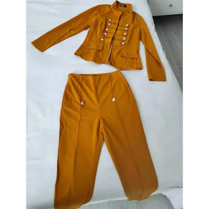 Work Wear Two Piece Suit Sets Summer Women Fashion Solid Color