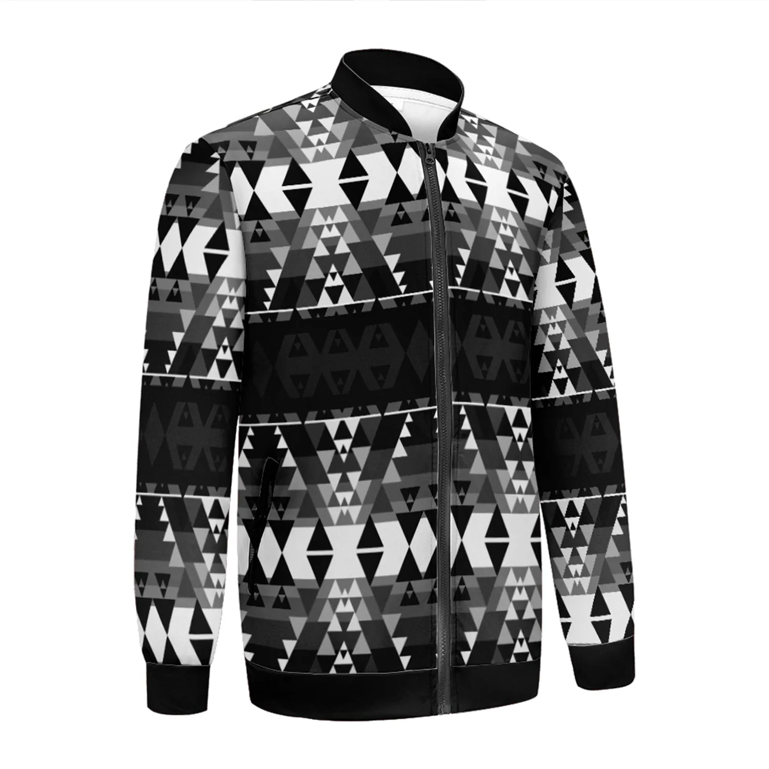 Writing on Stone Black and White Zippered Collared Lightweight Jacket