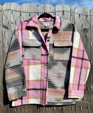 Yellowstone Trails Pink Shacket(Flannel)